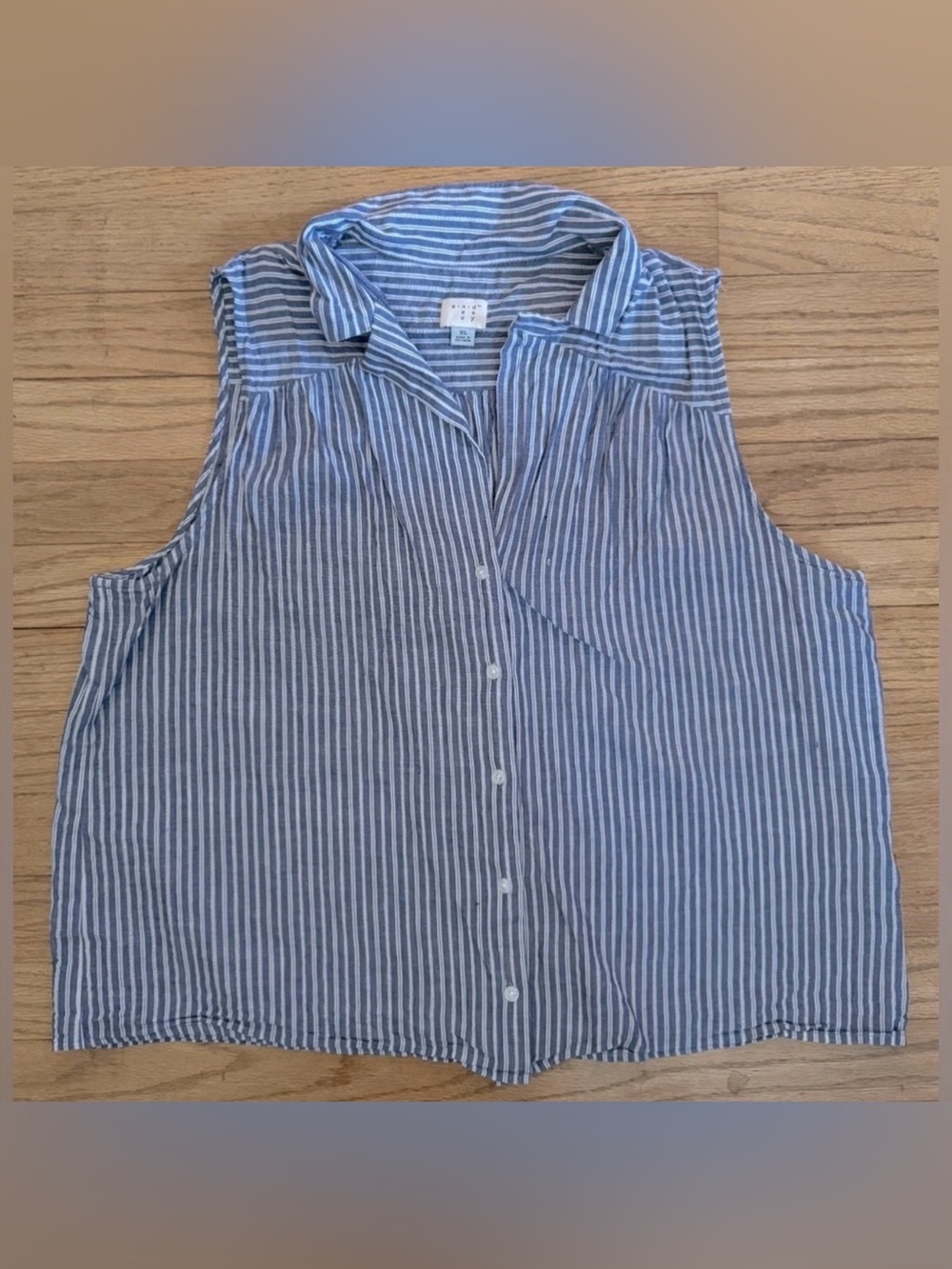 Blue Striped Sleeveless Women's Top